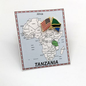 Tanzania & USA Flag Pin / Tie Tack / Lapel Pin / Friendship Flag Pin