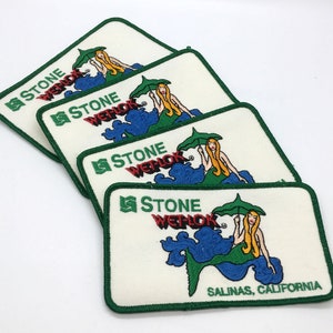 Vintage Stone Container and Wet-Lok Embroidered Patches Set of 4