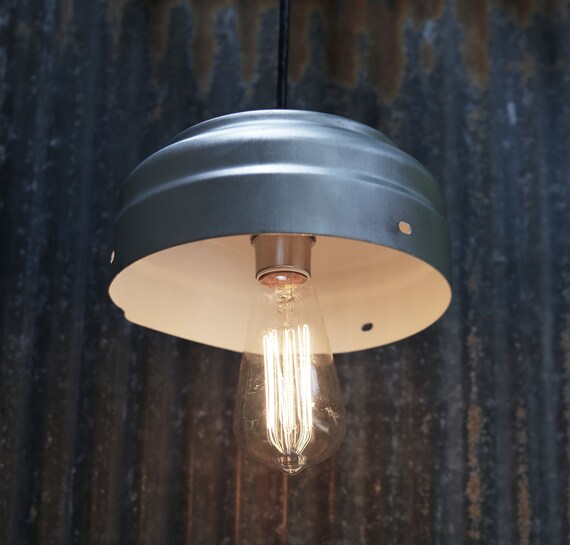 Industrial Motor Fan Cover Pendant Light Raw Steel Outside White Enamel Inside - Pendant Lamp Covers Industrial Motor Fan Cover Pendant Light Raw Steel Outside White Enamel Inside - Pendant Lamp Covers