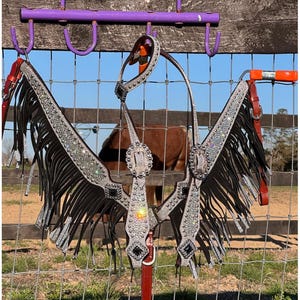 Klare Kristall Trense Brust Kragen Set Fringe Strass Super Bling :) Western Horse Show Spurs Barrels