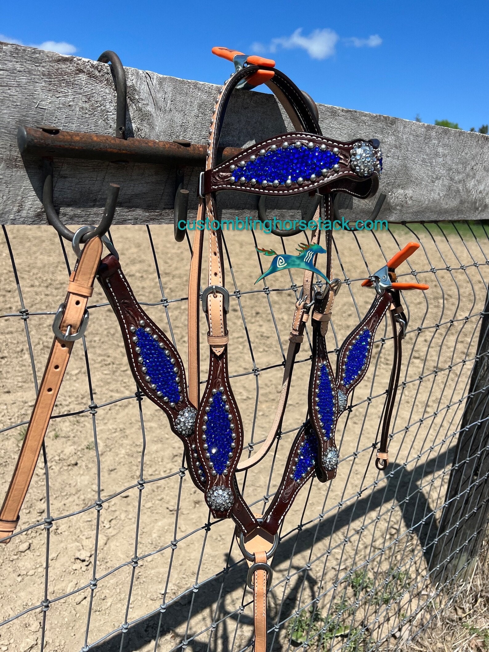 Sapphire Royal Blue Crystal Bridle Breast Collar Set Crystal Bling
