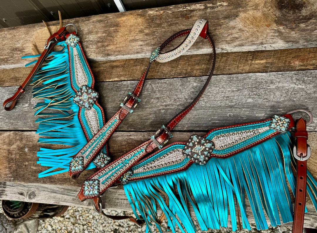 Collier Western Vintage Orlov Hill En Cuir - Tête De Bride Florale Faite Main - Style Baril Et Trail