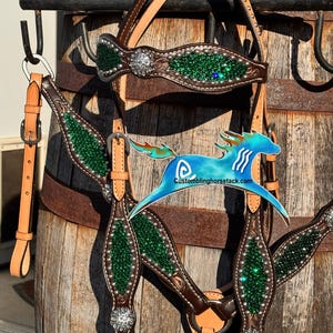 Emerald Green Swarovski Crystal Bridle Breast Collar Set