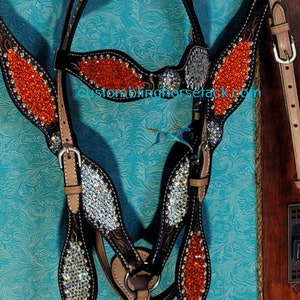 Orange & klar Crystal Crystal Bridle Vorzeuge Set Western Horse Show Tracker