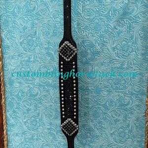 Schwarzes Leder-Schwarz-Kristall Bling Wither Strap ~ Western Horse ShowTrail Barrels