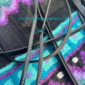 New Black Leather Silver Berry Stud Western Horse Show Trail Split Reins 5/8 7ft