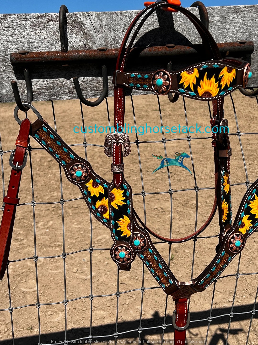 Collier Western Vintage Orlov Hill En Cuir - Tête De Bride Florale Faite Main - Style Baril Et Trail