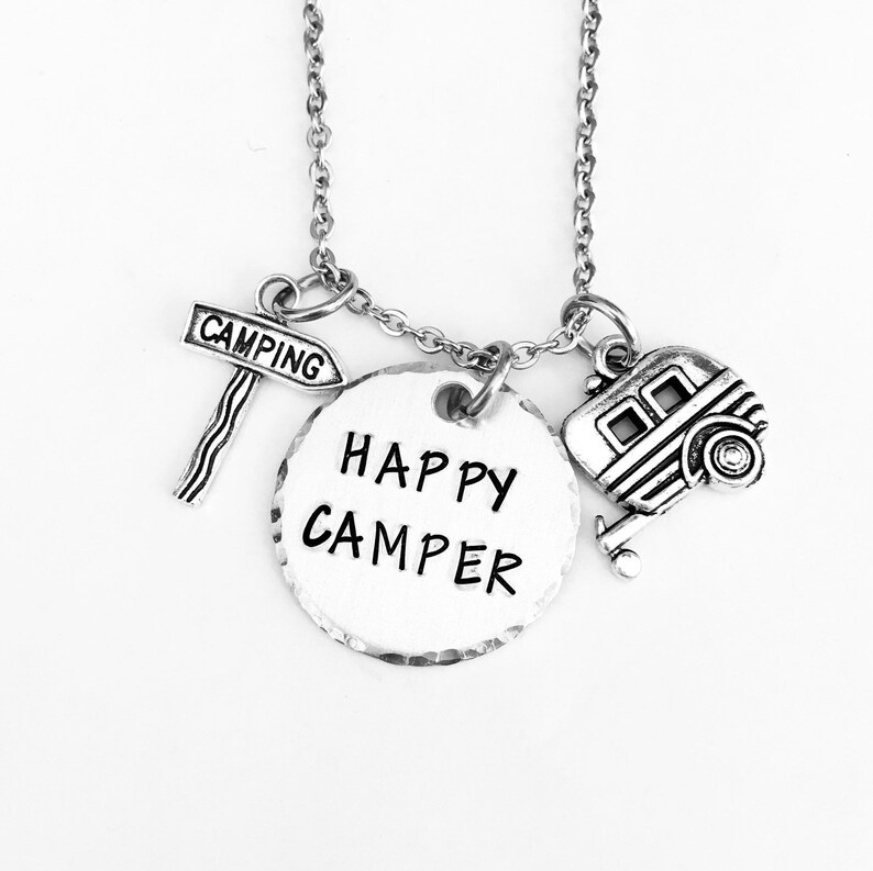Happy Camper Necklace Keyring Camping RV Motorhome Etsy