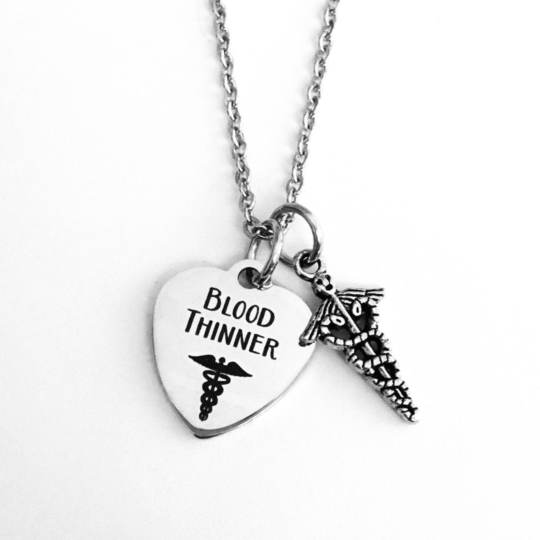 Blood Thinner Necklace, Medical Alert Pendant, Gifts for Her, Gifts for Him, Heart Patients