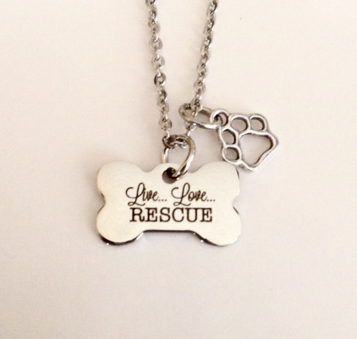 Rescue Necklace Animal Rescuers Live Love Pet Adoption Etsy