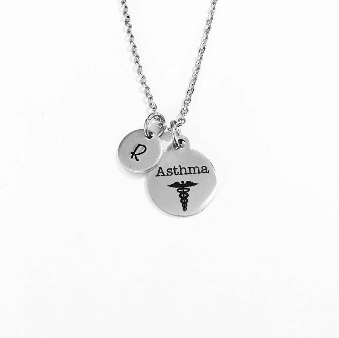 Asthma Necklace Breathing Conditions Initial Necklace Etsy