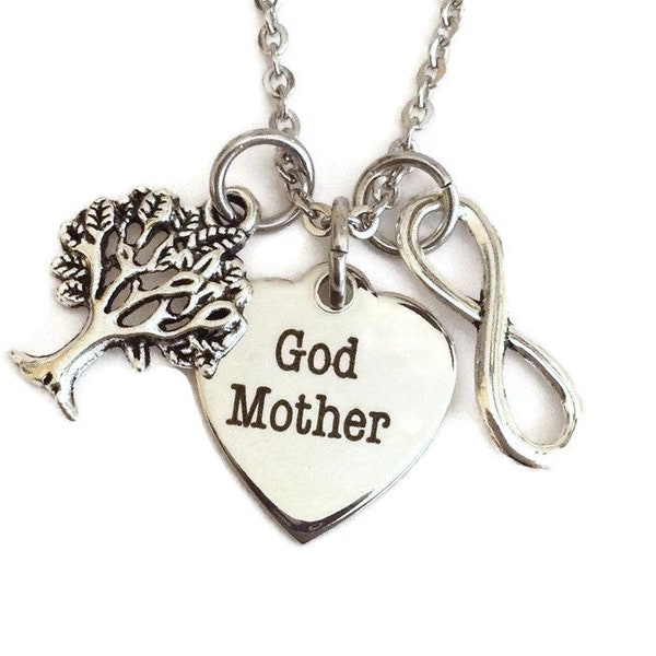 Godmother necklace, godmother gifts, mothers day, petite stainless steel, godmother, godchild, baptism godmother gift, Christmas presents