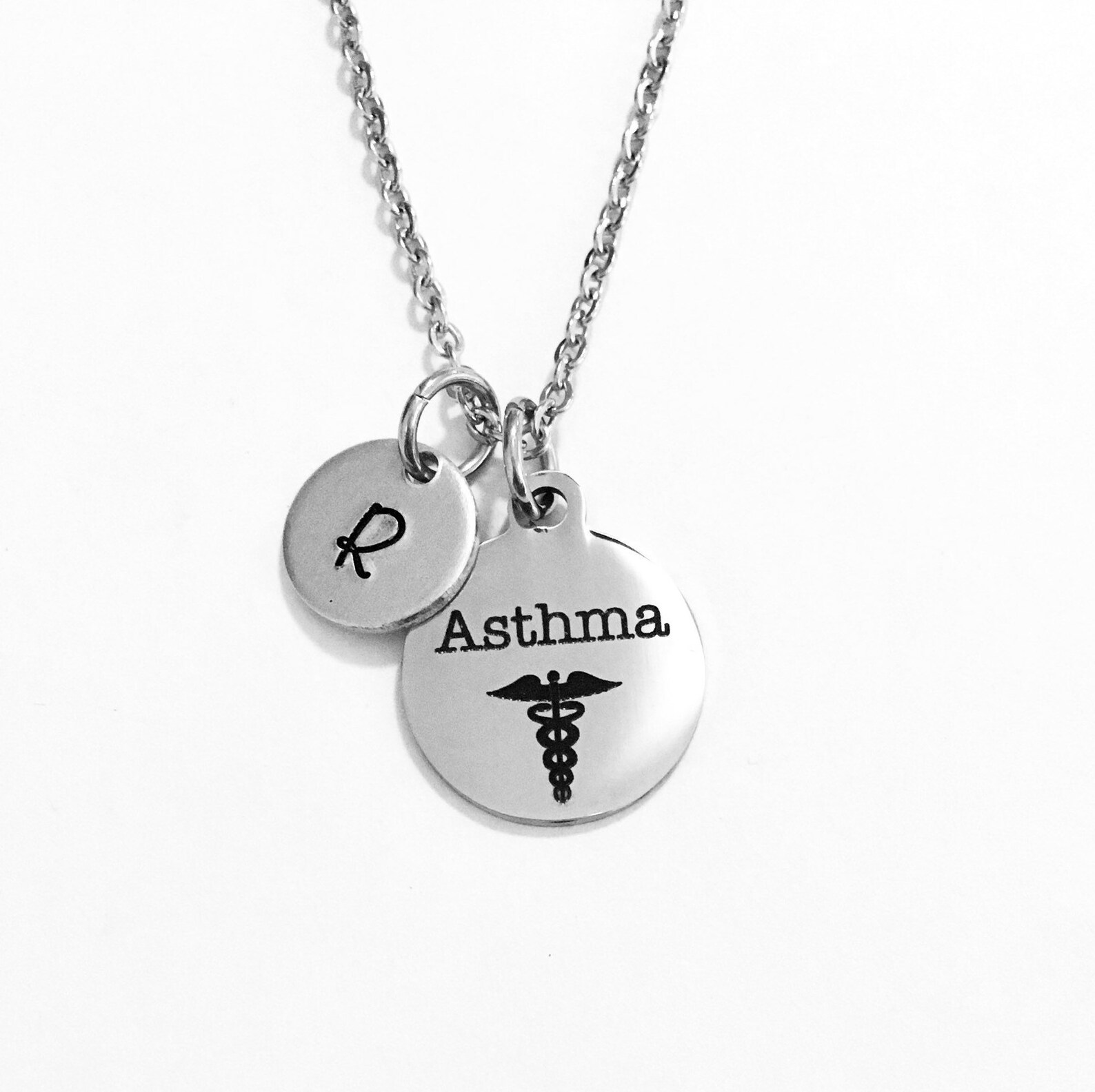 Asthma Necklace Breathing Conditions Initial Necklace Etsy