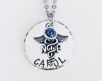 Nurse practitioner necklace - keyring - birthstone - NP necklace - gifts for Nurse practitioners - gifts for her - Christmas presents