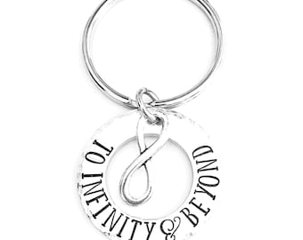 To infinity and beyond keychain, keyring, infinity, love, gift for her, Christmas presents, gifts for her, gifts for him,  i love you.