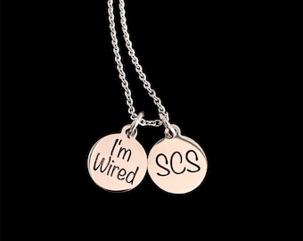 SCS stainless steel, laser, printed necklace, spinal cord, stimulator, jewelry, medical alert