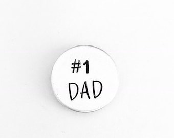 Dad tie tack, fathers day gifts, gifts for dad, #1 dad, best dad ever, gifts for men, Christmas presents, handstamped, gifts under 15