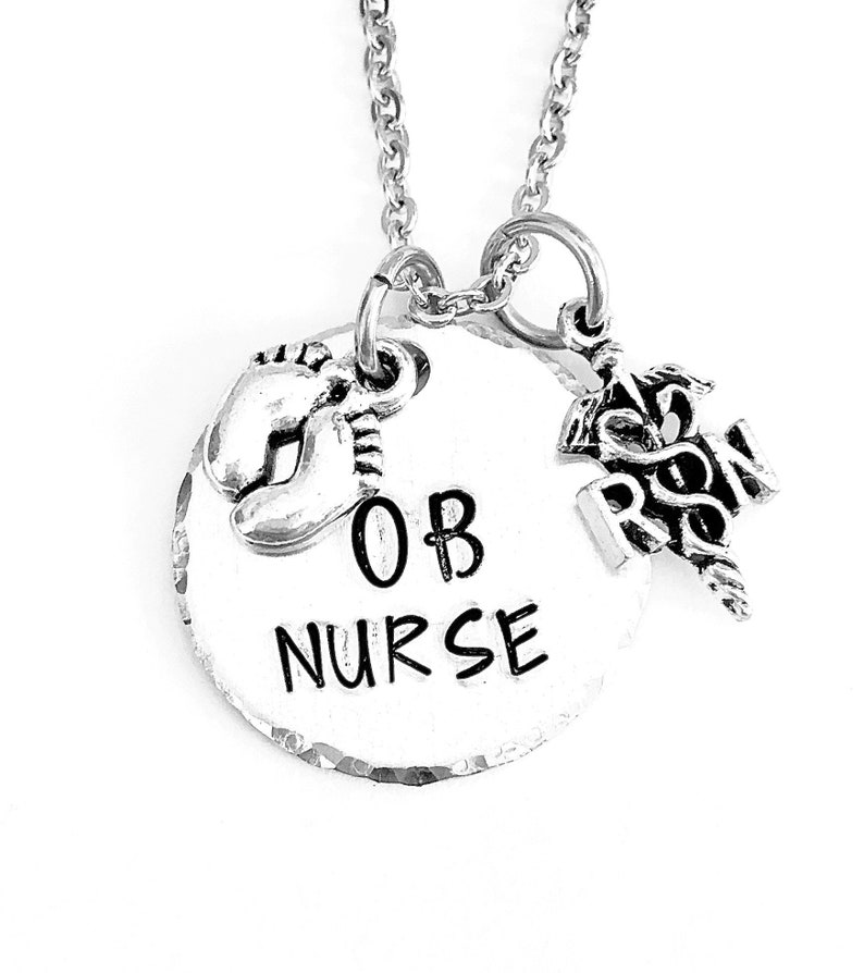 Ob Nurse Necklace Baby Feet Charm Rn Charm Ob Rn Necklace Etsy