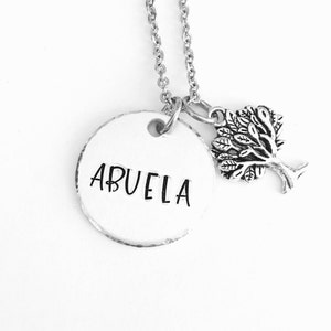 Abuela necklace, grandchildren, handstamped, christmas presents, gifts for grandma, Spanish Grandmother, mothers gifts, birthday gifts.