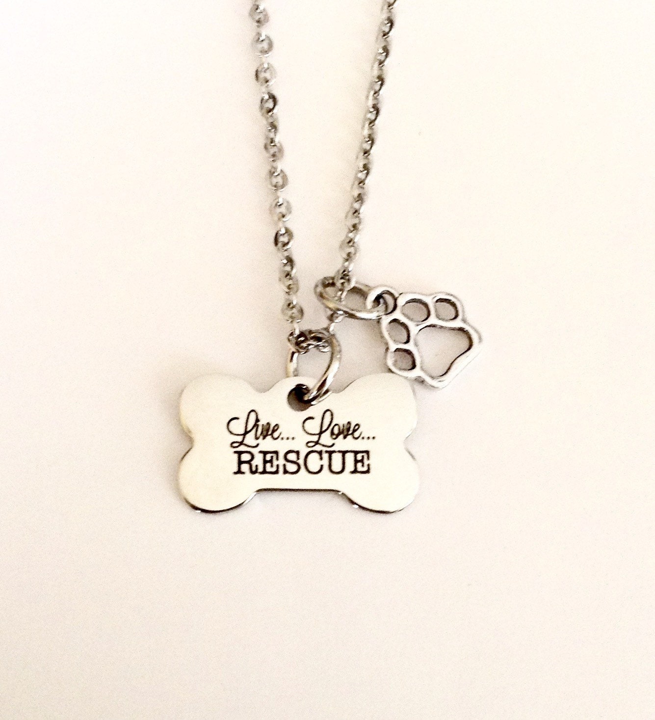Rescue Necklace Animal Rescuers Live Love Pet Adoption Etsy
