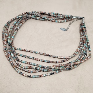 Vintage Coldwater Creek 6 Strand Stone Bead Necklace