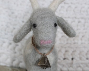 Needle-Felted Goat Buck, Fiber-Sculpted Goat Buck, Country Farm Farmhouse Decor, Stuffed Wool Animal, Felted Goat Barn Figurine, Collectible