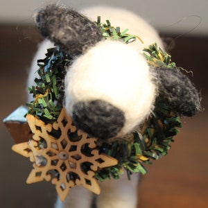 Needle-Felted Country Sheep, Primitive Sheep, Needle-Felted Christmas, Christmas Felted Sheep, Felt Collectibles, Farm Animal Sheep Figurine