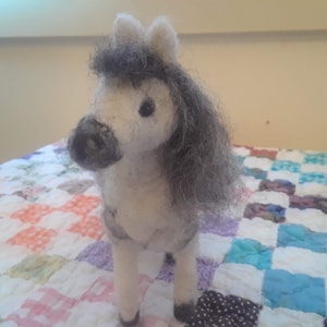 Needle Felted Spotted Pony Needle Felted White Pony Needle Felted Horse Mini Felted Collectible Horse Lover Child&#39;s Room Baby Room Nursery