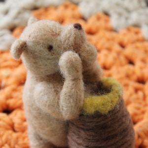 Needle-Felted Winnie the Pooh, Nursery or Baby Shower Gift, Classic Children's Book Collectible