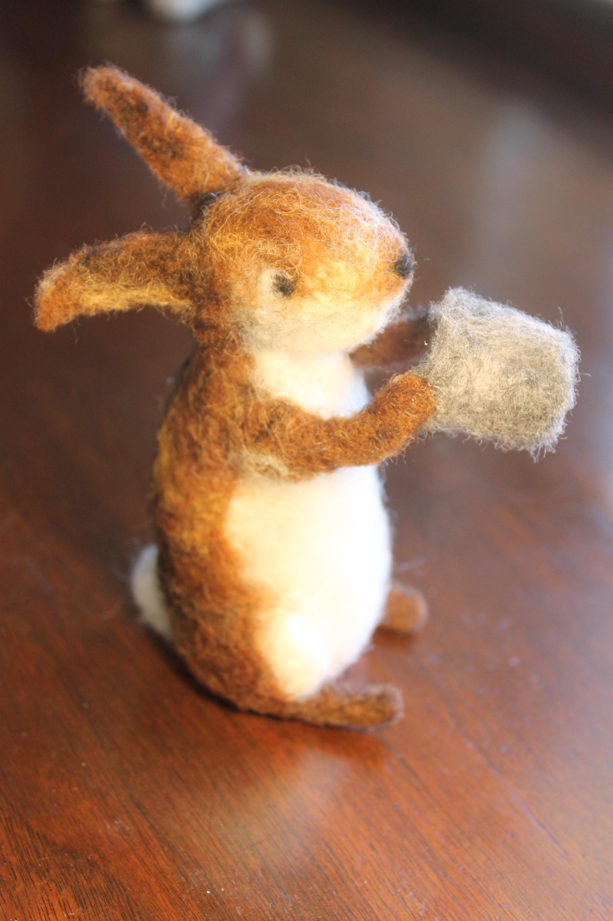 Muc Pie Spring White Bunny Felted Wool Trivet - 8 Inch Diameter Heat Resistant Hot Pad For Kitchen