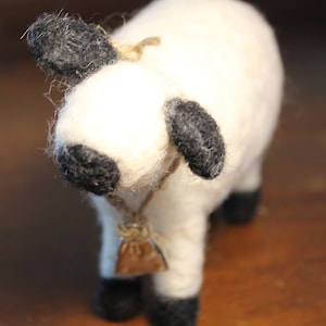 Needle-Felted Country Sheep, Primitive Sheep, Needle-Felted Christmas, Christmas Felted Sheep, Felt Collectibles, Farm Animal Sheep Figurine