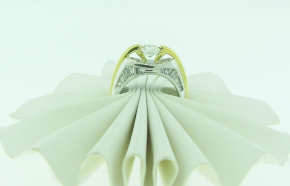 18 K gold modern design tension set diamond engag… - image 1