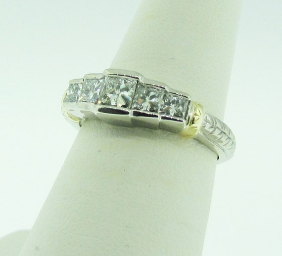 Vintage princess cut diamond wedding band. - image 1