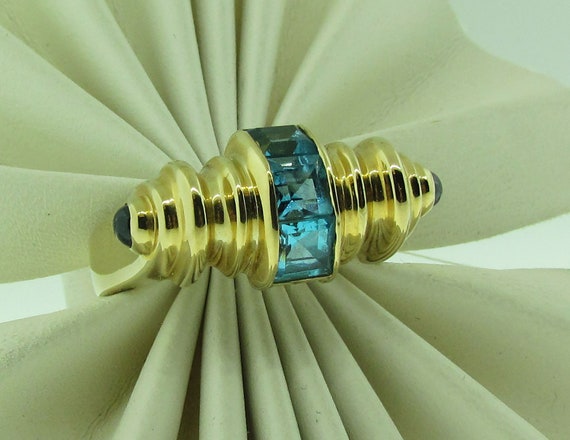 Vintage 14 K gold Blue Topaz ring - image 8