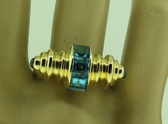 Vintage 14 K gold Blue Topaz ring - image 10