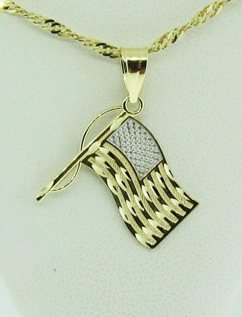 14 k gold American Flag pendant / charm. Etsy