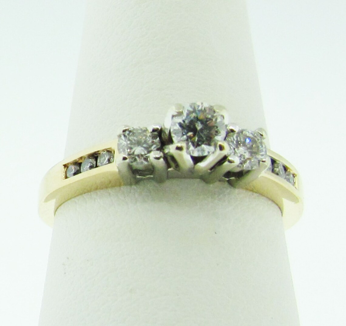 3 Diamond Engagement Ring. Etsy