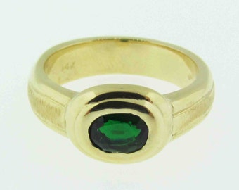 Hand made gold and green Tourmaline ring