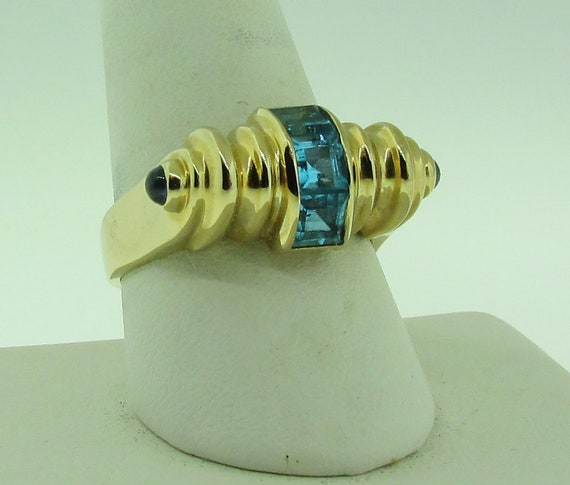 Vintage 14 K gold Blue Topaz ring - image 7