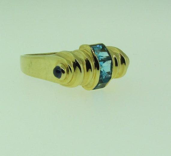 Vintage 14 K gold Blue Topaz ring - image 5