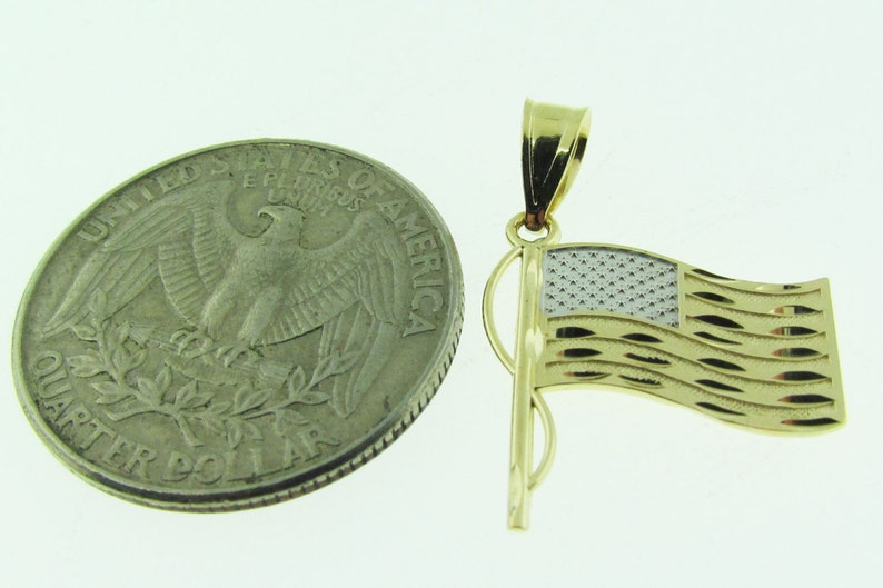 14 k gold American Flag pendant / charm. Etsy