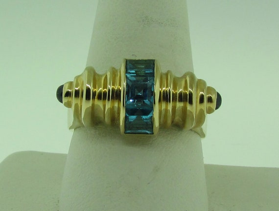 Vintage 14 K gold Blue Topaz ring - image 6