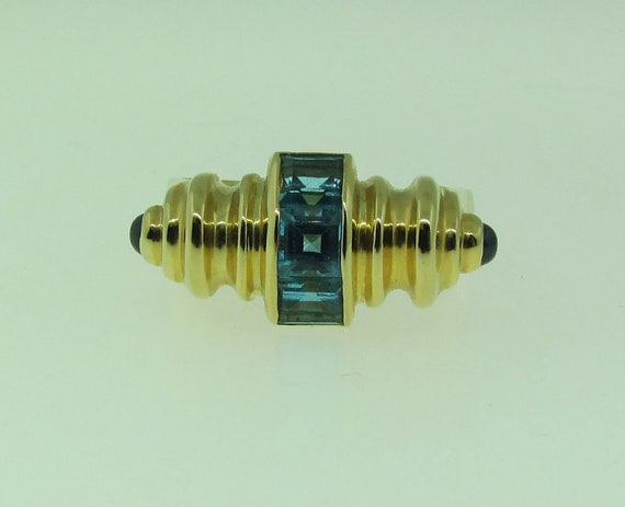 Vintage 14 K gold Blue Topaz ring - image 1