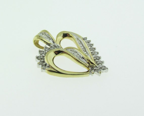 Diamond Heart Pendant, 10 K Gold - image 2