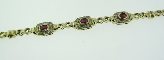 Beautiful vintage Ruby and diamond bracelet. 14 K… - image 4