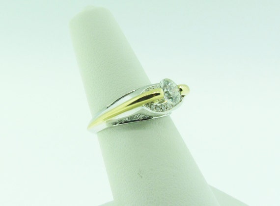 18 K gold modern design tension set diamond engag… - image 5