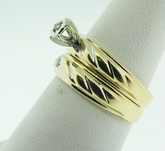 Gold and diamond estate engagement set. - image 5