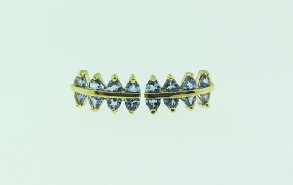 Vintage 14 K gold Tanzanite dangle earrings - image 2