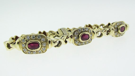 Beautiful vintage Ruby and diamond bracelet. 14 K… - image 1