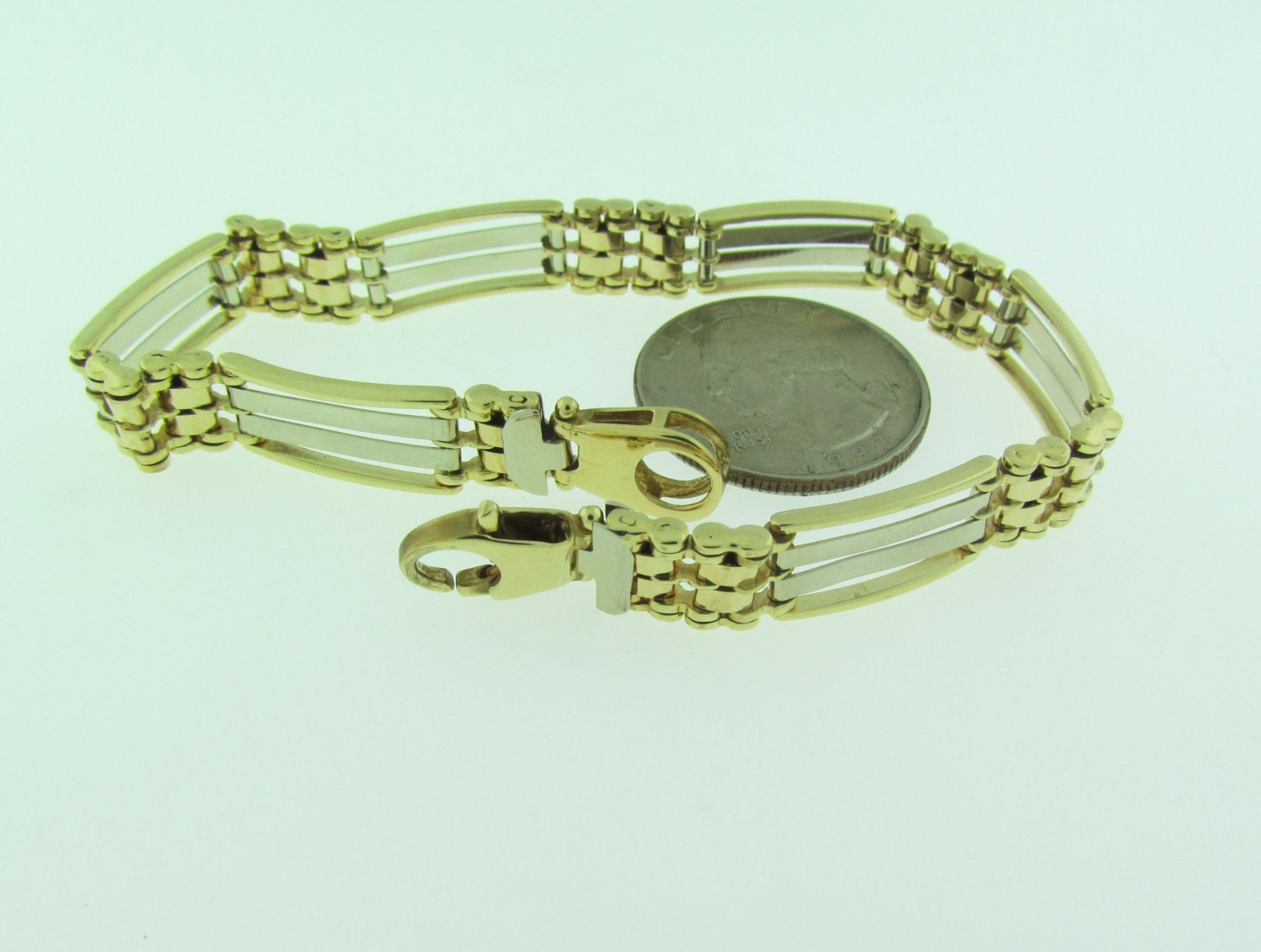 Italian Twotone Gold Men's Bracelet Etsy